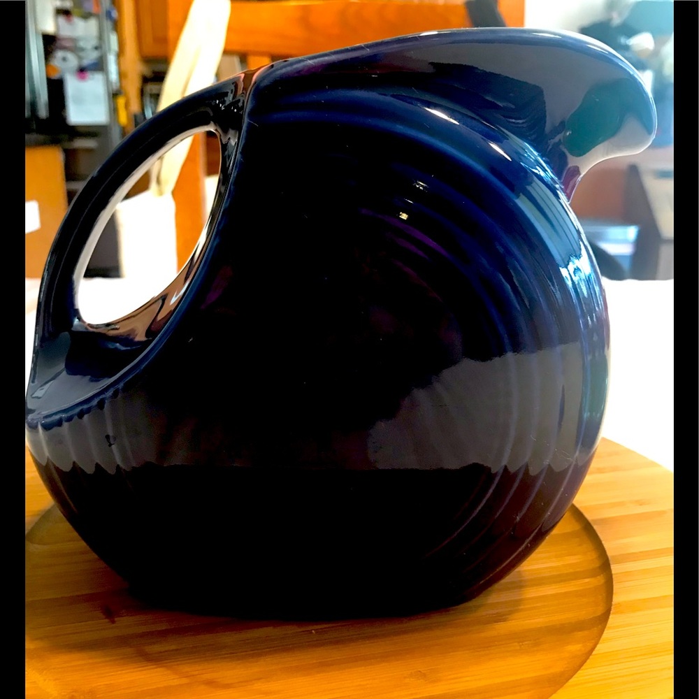 Vintage Cobalt Blue Homer Laughlin China Company Fiesta Large Disk Pitcher